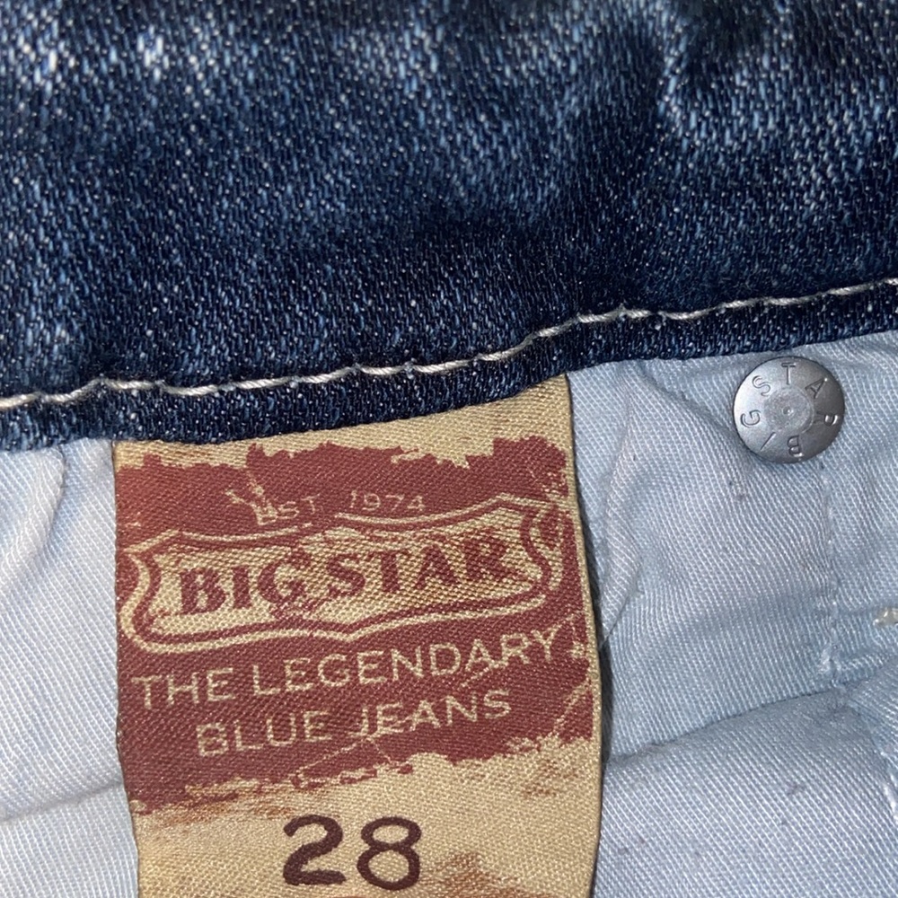 Big Star Sweet Ultra Low Rise Women’s Size 28 Blue Denim Distressed Jean Shorts - Picture 4 of 6